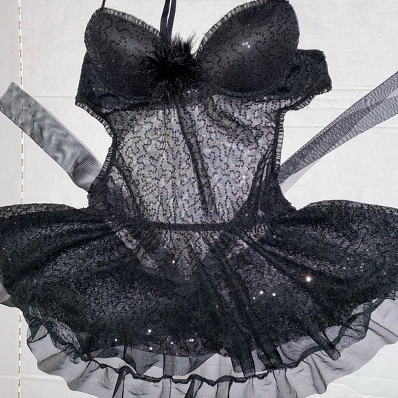 Cinema Marabou Negligee Nightie teddy Bustier Gown - Picture 10 of 10